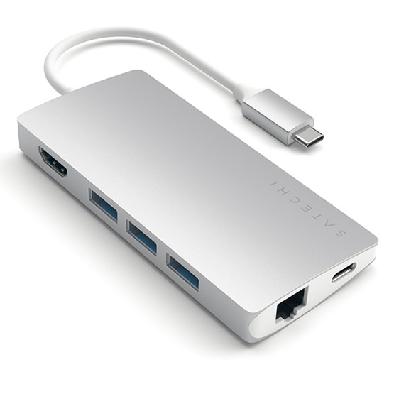 Satechi USB-C Multipuerto V2 HDMI 4K/USB/Ethernet/SD - Plateado (Silver)