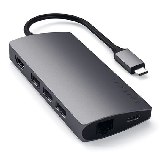 Satechi USB-C Multipuerto V2 HDMI 4K/USB/Ethernet/SD - Gris Espacial (Space Gray)