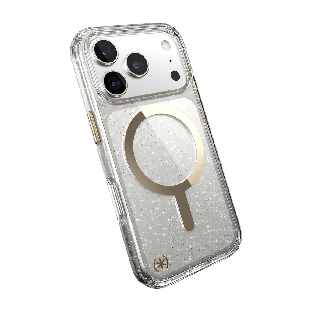 Speck Presidio Lux con MagSafe para iPhone 17 Pro - Glitter/Oro Metalico