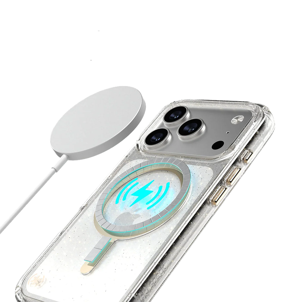 Speck Presidio Lux con MagSafe para iPhone 17 Pro - Glitter/Oro Metalico