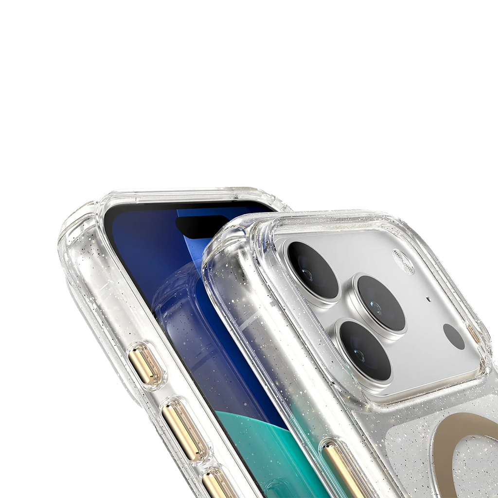 Speck Presidio Lux con MagSafe para iPhone 17 Pro - Glitter/Oro Metalico