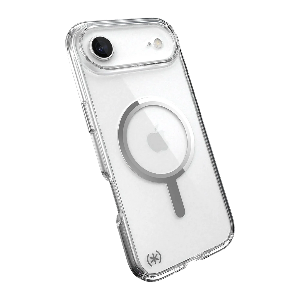 Speck Presidio Perfect Transparente con MagSafe para iPhone 17 - Transparente/Transparente/Plata