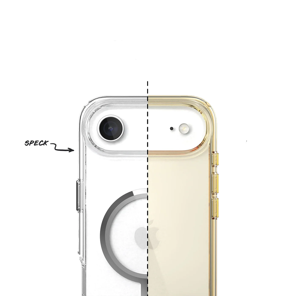 Speck Presidio Perfect Transparente con MagSafe para iPhone 17 - Transparente/Transparente/Plata