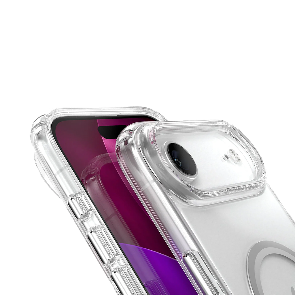 Speck Presidio Perfect Transparente con MagSafe para iPhone 17 - Transparente/Transparente/Plata