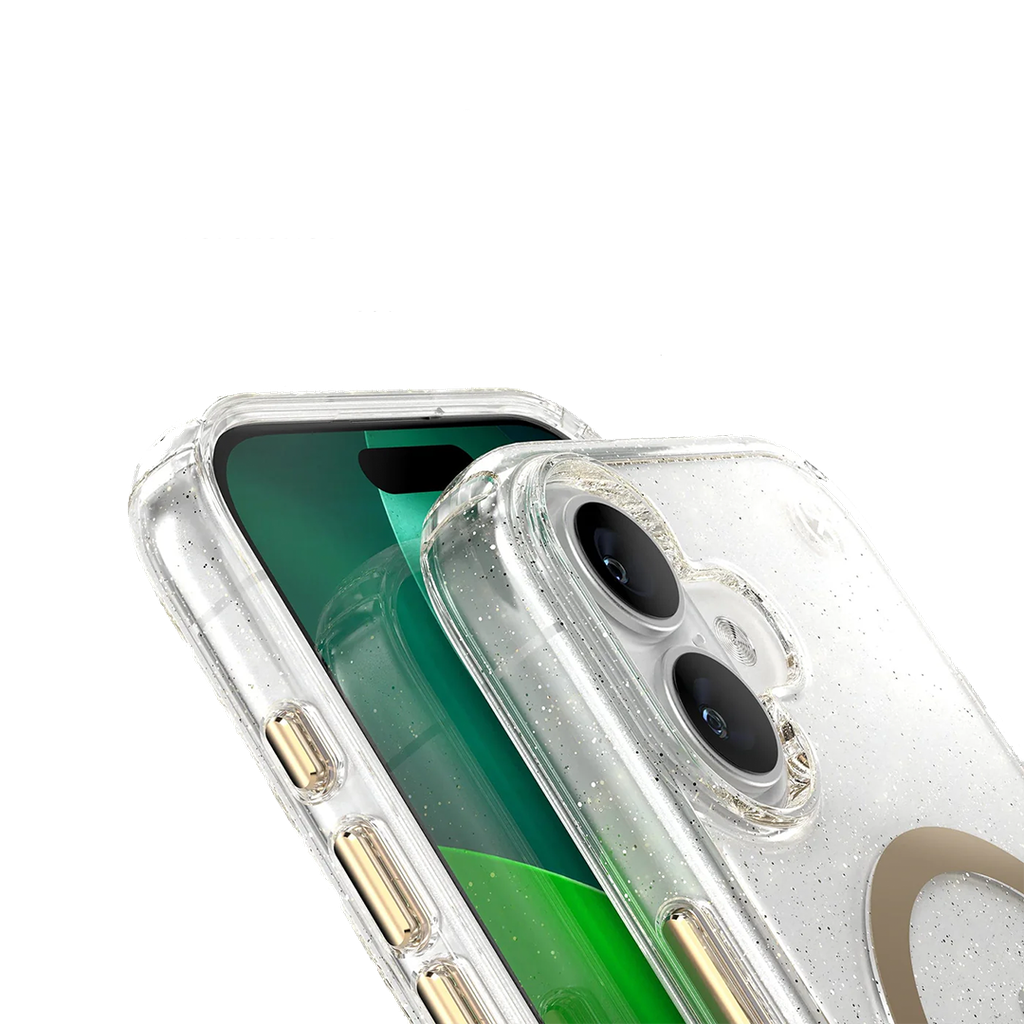 Speck Presidio Lux con MagSafe para iPhone 17 - Glitter/Oro Metalico
