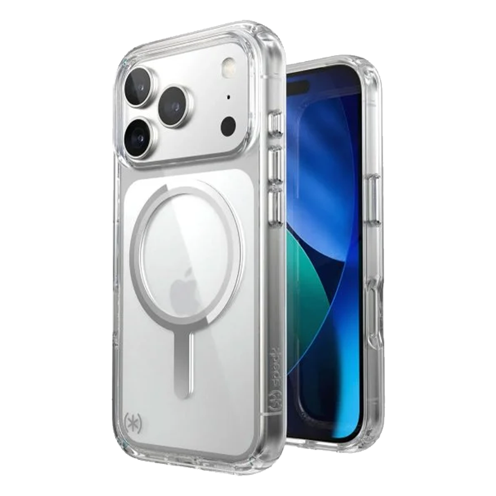 Speck Presidio Perfect Transparente con MagSafe para iPhone 17 Pro - Transparente/Transparente/Plata