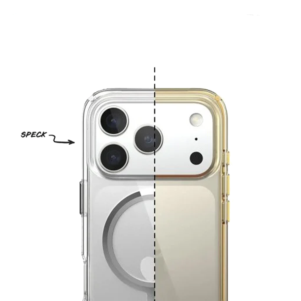 Speck Presidio Perfect Transparente con MagSafe para iPhone 17 Pro - Transparente/Transparente/Plata