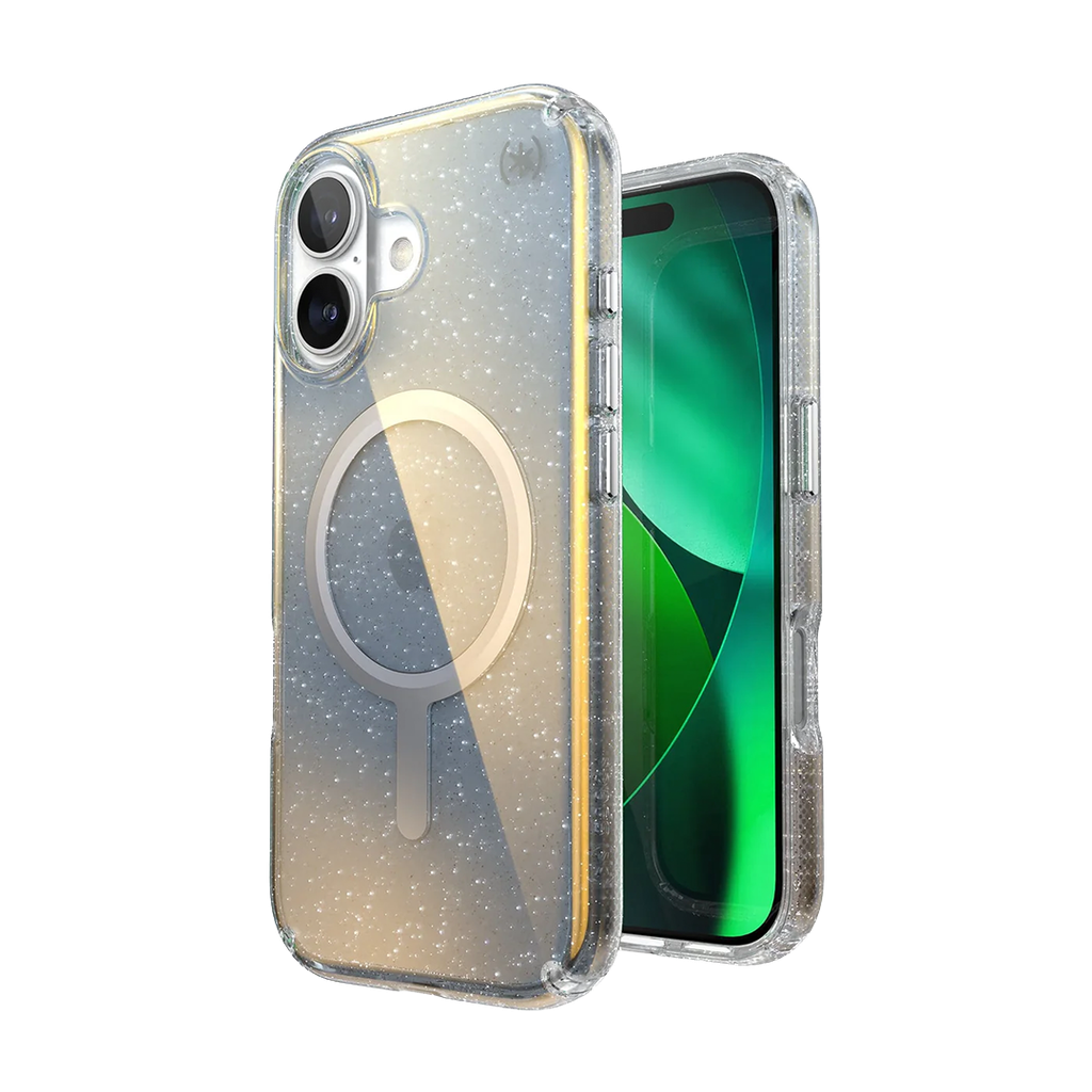 Speck Presidio Lux con MagSafe para iPhone 17 - Hyper Mirror Glitter/Plateado Metálico