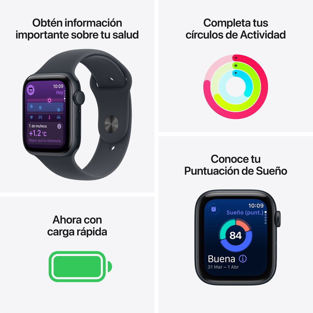 Apple Watch SE 3 GPS 44mm - Caja de Aluminio Blanco Estrella - Banda Deportiva Blanco Estrella