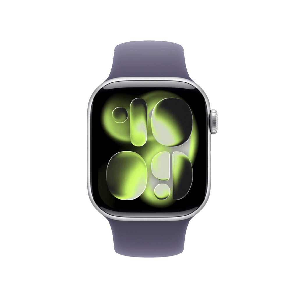 Apple Watch Series 11 (GPS) 42 mm - Caja de Aluminio Plata - Banda Deportiva Morado Niebla - S/M