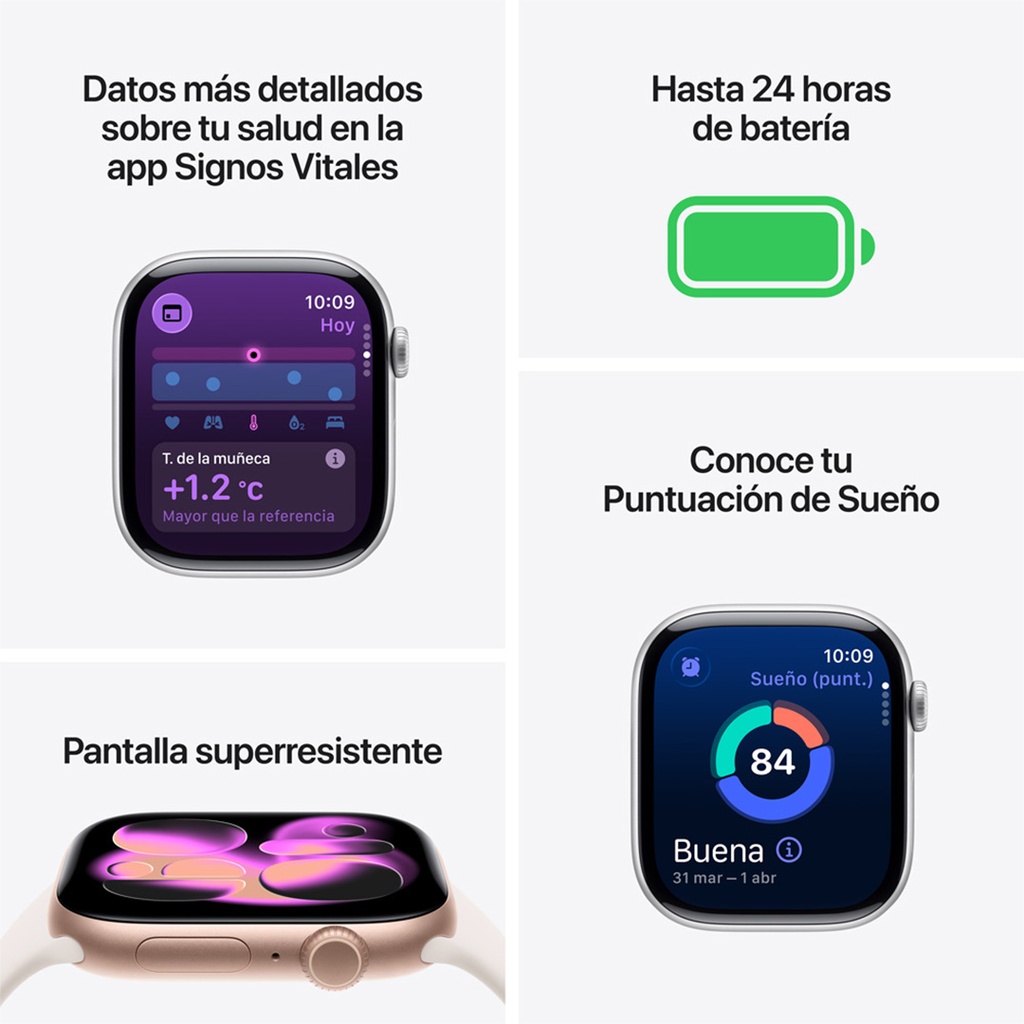 Apple Watch Series 11 (GPS) 46 mm - Caja de Aluminio Gris Espacial - Banda Deportiva Negra - M/L