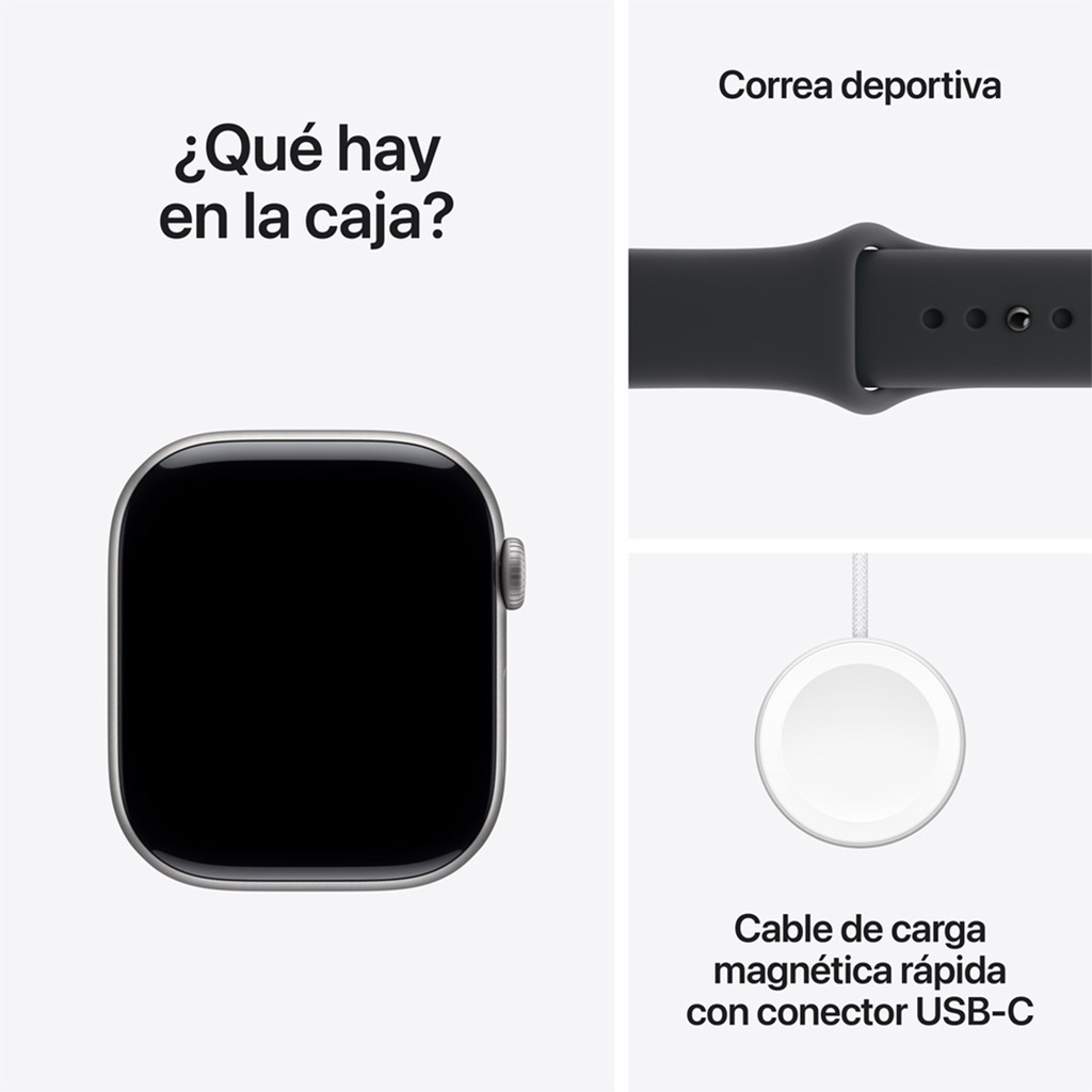Apple Watch Series 11 (GPS) 46 mm - Caja de Aluminio Gris Espacial - Banda Deportiva Negra - M/L