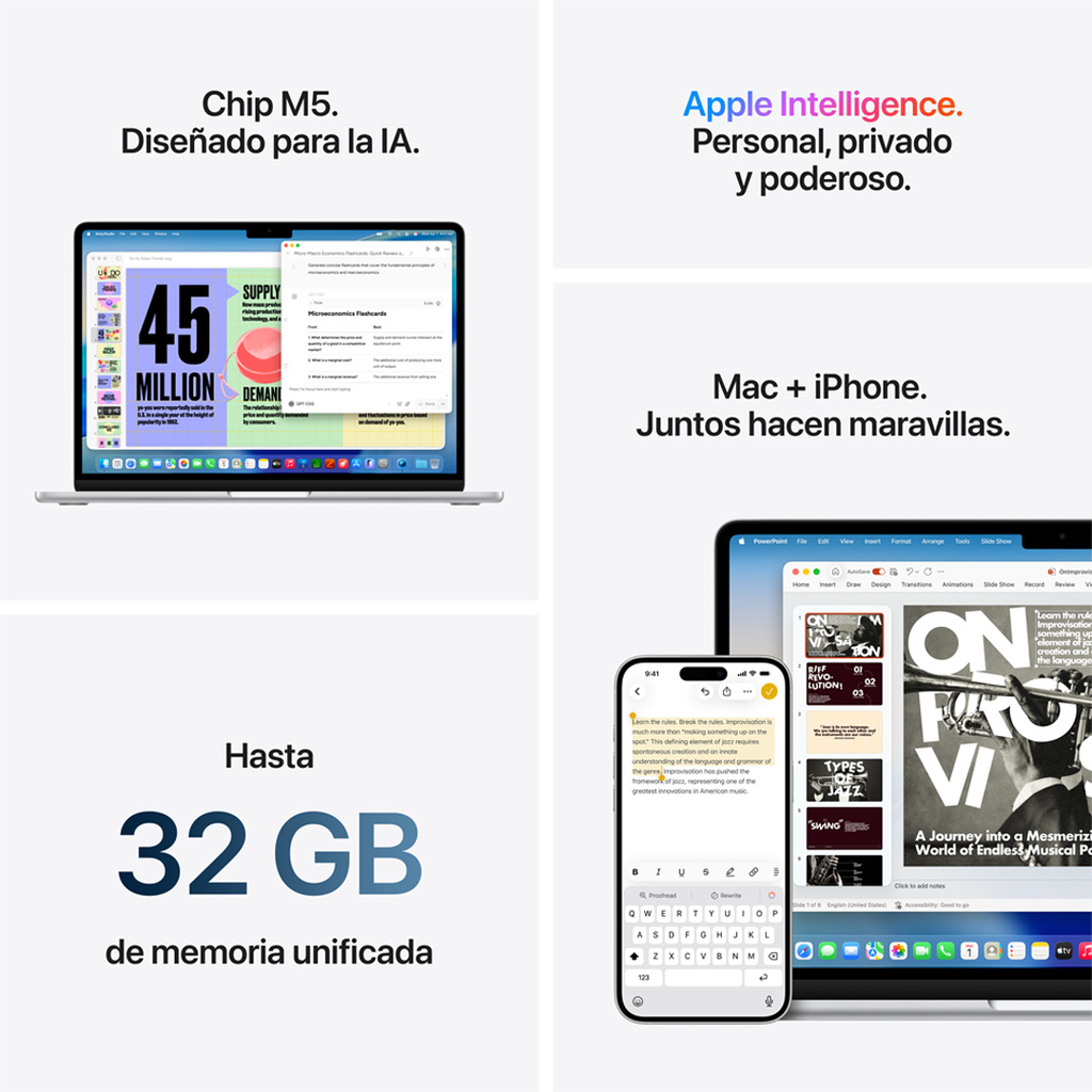 MacBook Air 15" M5 - 10 CPU, 10 GPU, 16GB, 512GB - Plata