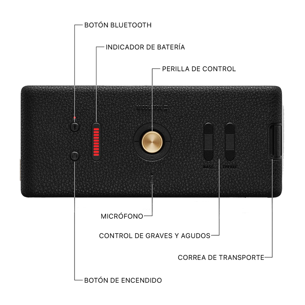 Marshall Middleton II Parlante Bluetooth - Negro y Brasa