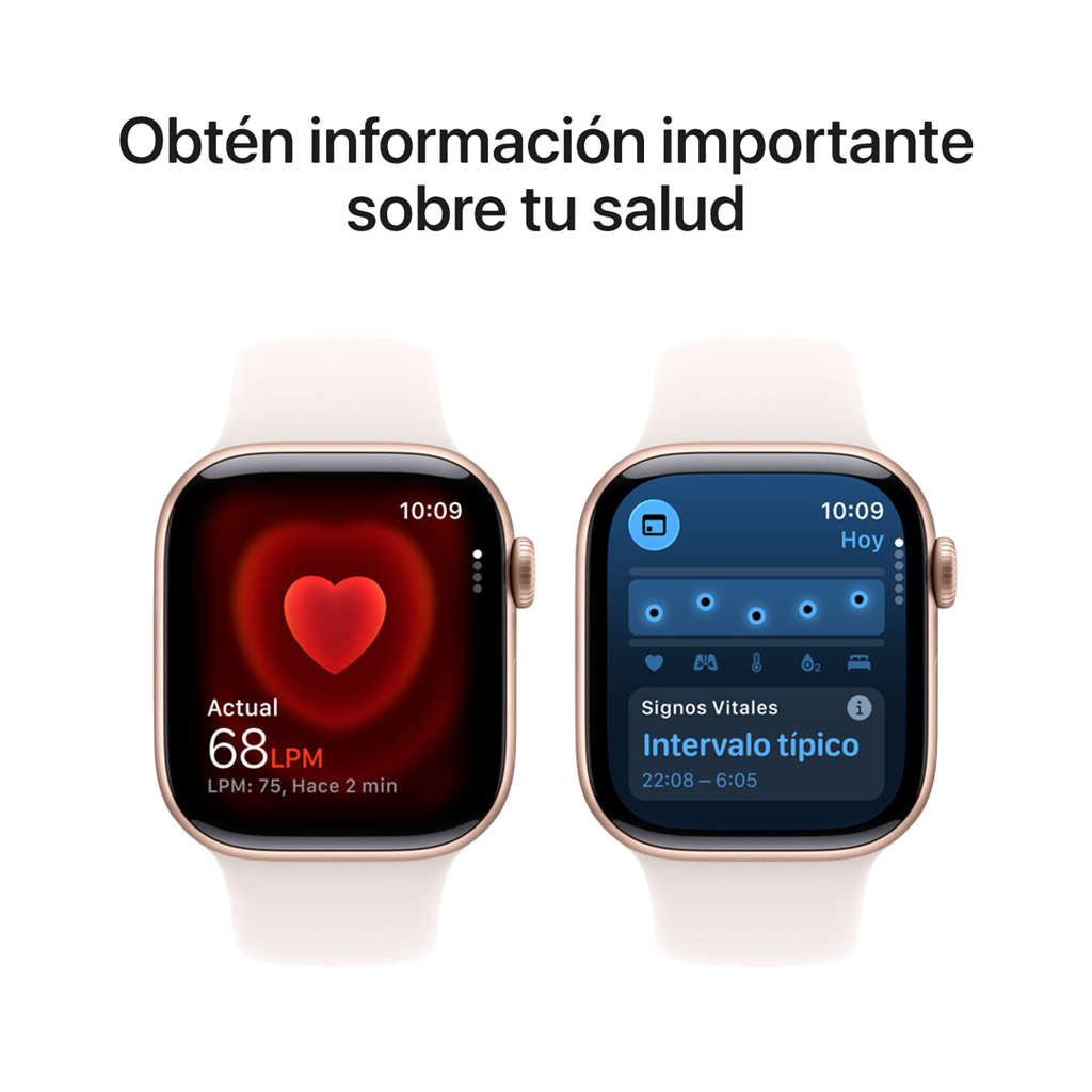 Apple Watch Series 11 (GPS + Cellular) 42 mm - Caja de aluminio oro rosa - Banda deportiva rosa claro - S/M