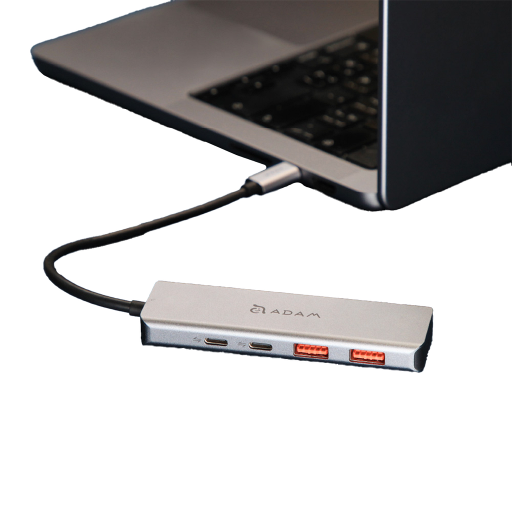 Adaptador 4-en-1 CASA Hub A04 Gen 2 de USB-C a 2 USB/2 USB-C de Adam Elements - Gris