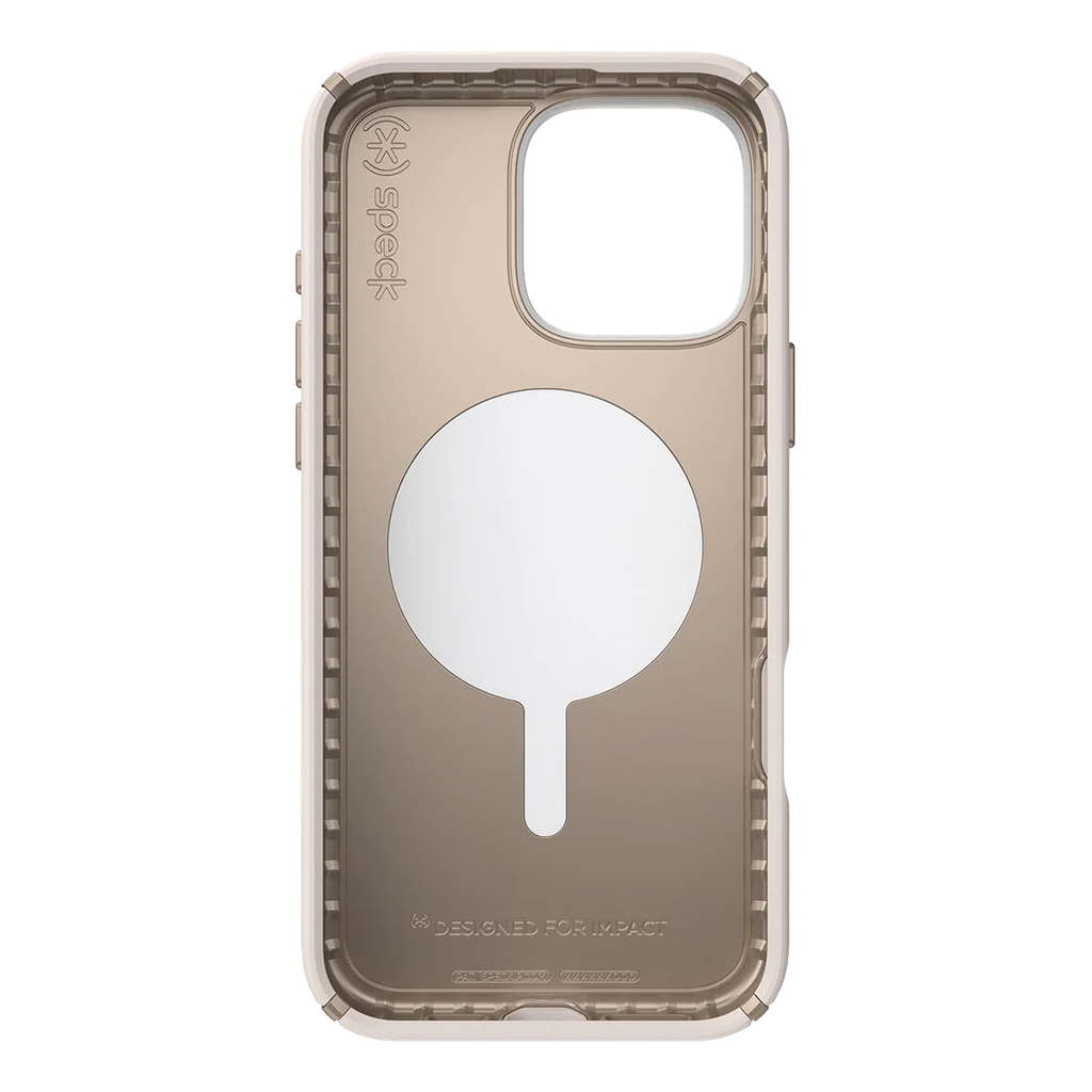 Speck Presidio 2 Pro Funda con ClickLock for 16 Pro Max - Hueso/Dorado Reliquia/Avellana
