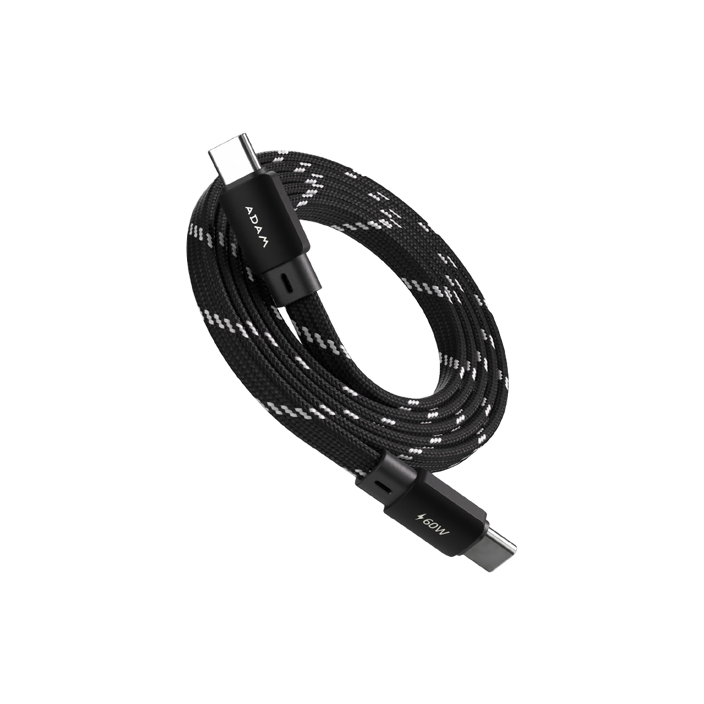 Adam Elements CASA MF100 USB-C a USB-C 60W Cable de Carga Magnetico Plano - Negro