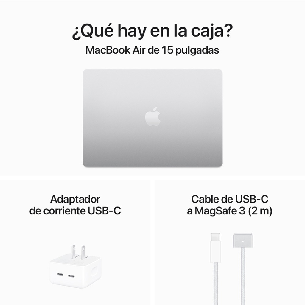 MacBook Air 15" M3 de 8C CPU, 10C GPU, 16 GB, 256 GB - Plata