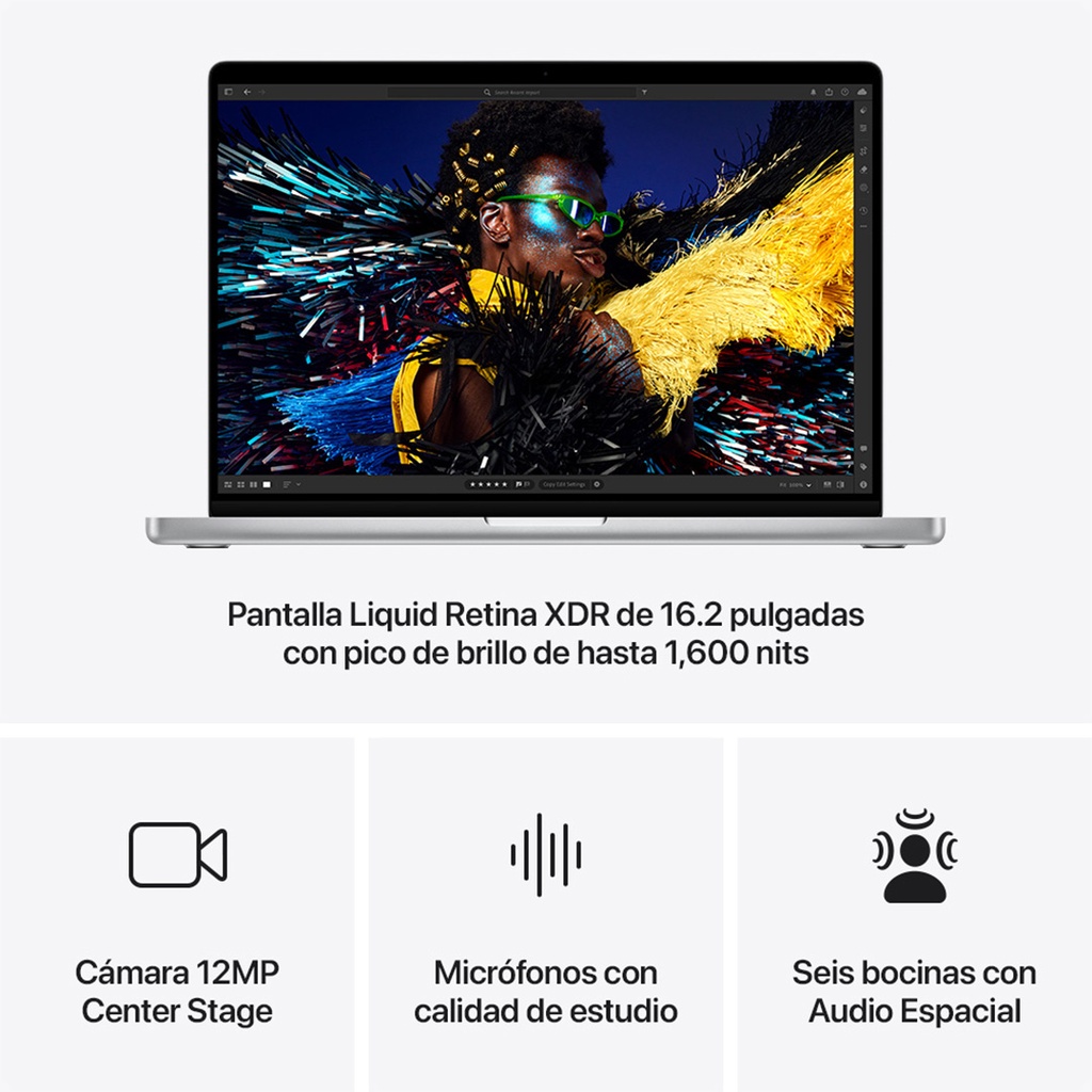 MacBook Pro 16" M4 Pro - 14 CPU, 20 GPU, 24 GB, 512 GB - Plata