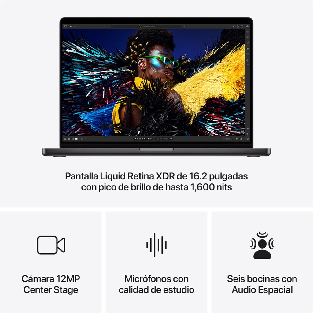 MacBook Pro 16" M4 Pro - 14 CPU, 20 GPU, 48 GB, 512 GB - Negro Espacial