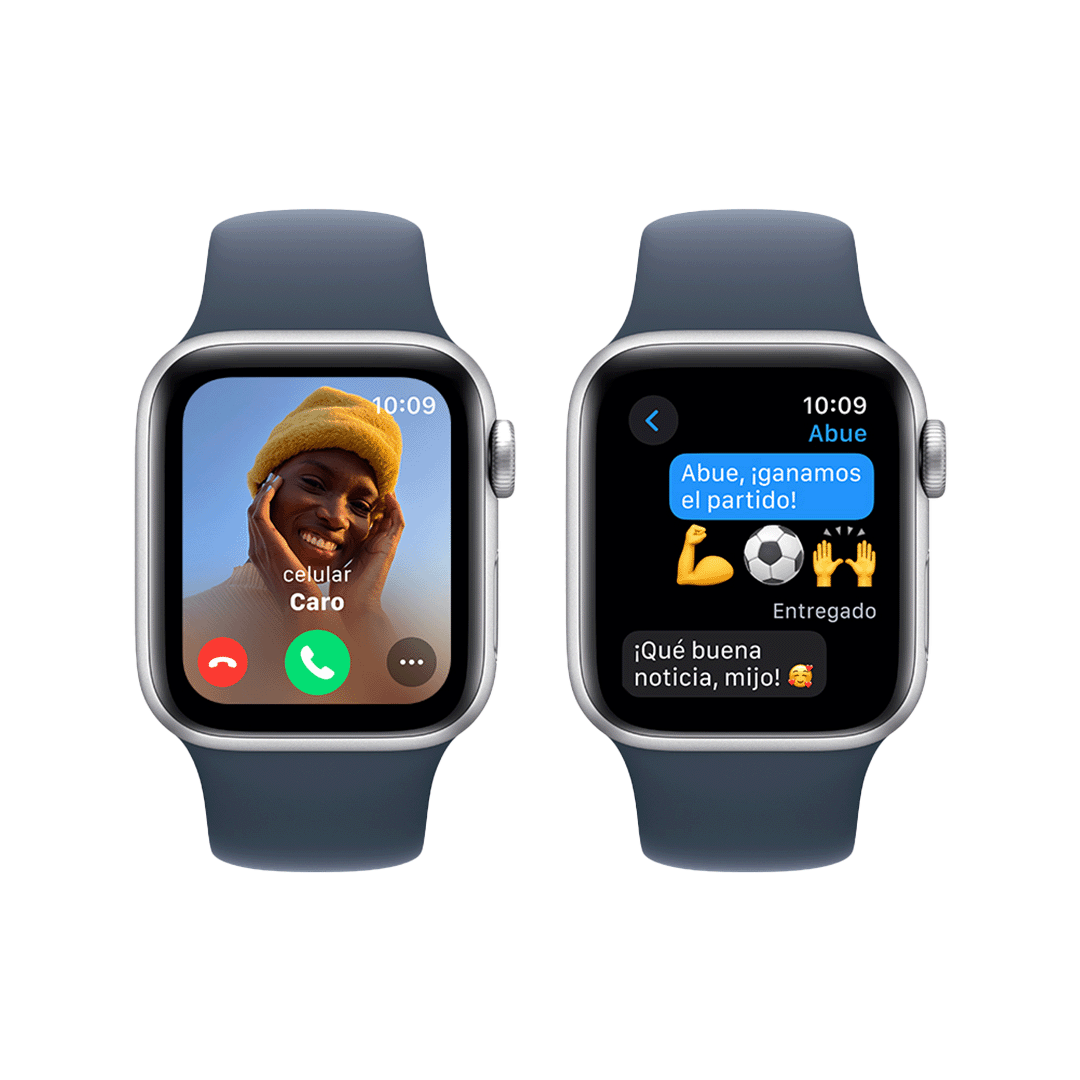 Apple Watch SE GPS 40mm - Caja de Aluminio Plata con Banda Deportiva Azul Denim - M/L