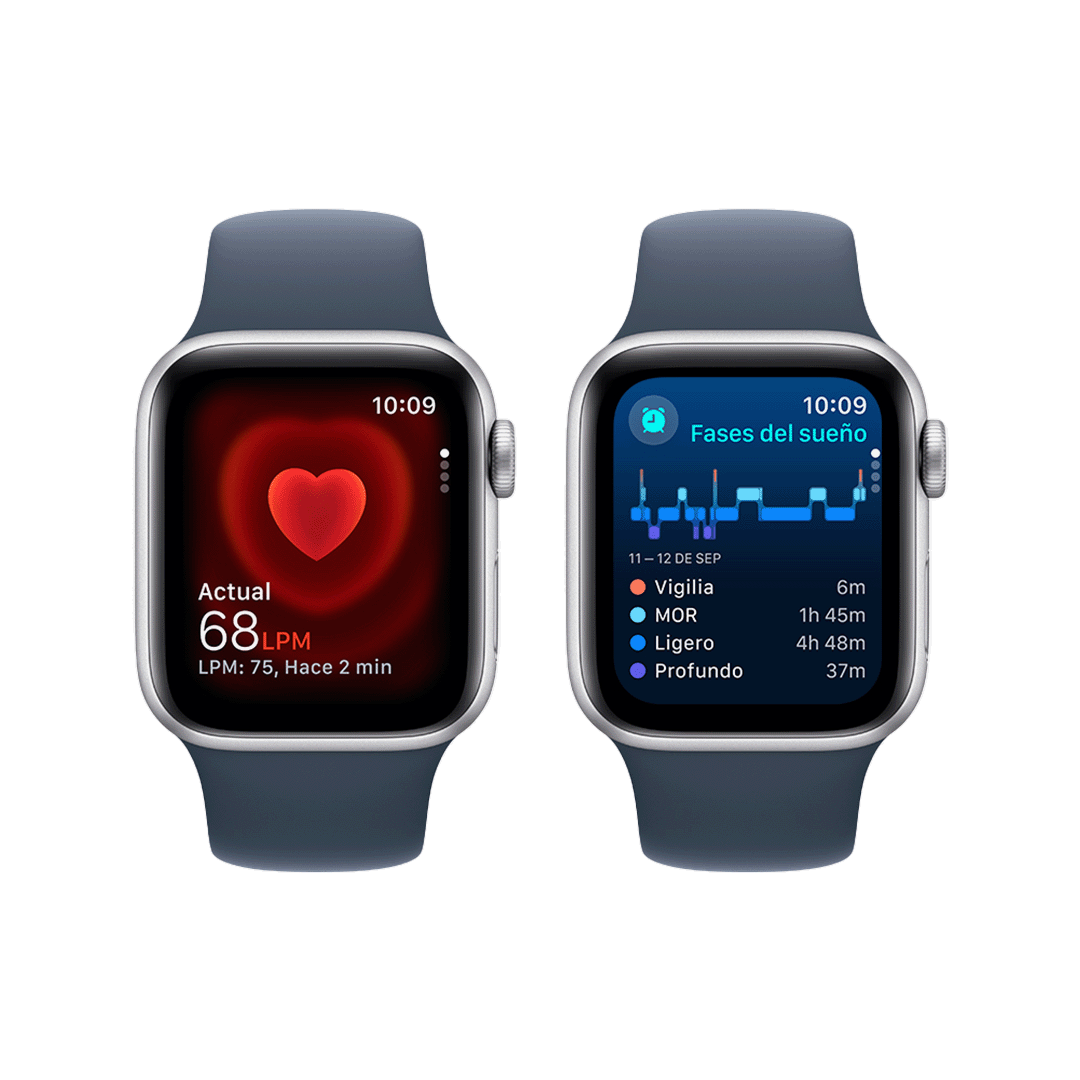 Apple Watch SE GPS 40mm - Caja de Aluminio Plata con Banda Deportiva Azul Denim - M/L