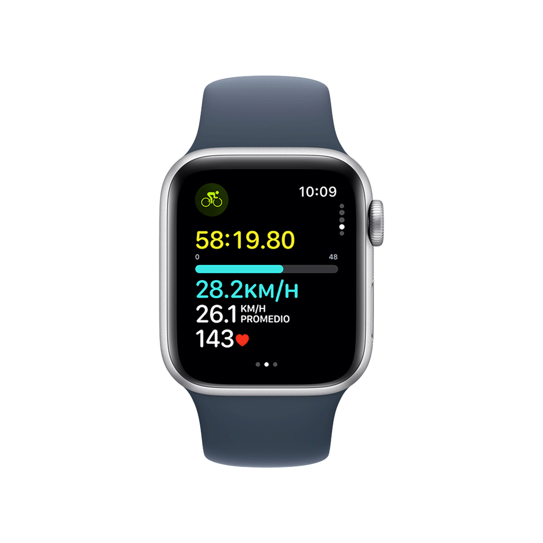 Apple Watch SE GPS 40mm - Caja de Aluminio Plata con Banda Deportiva Azul Denim - M/L