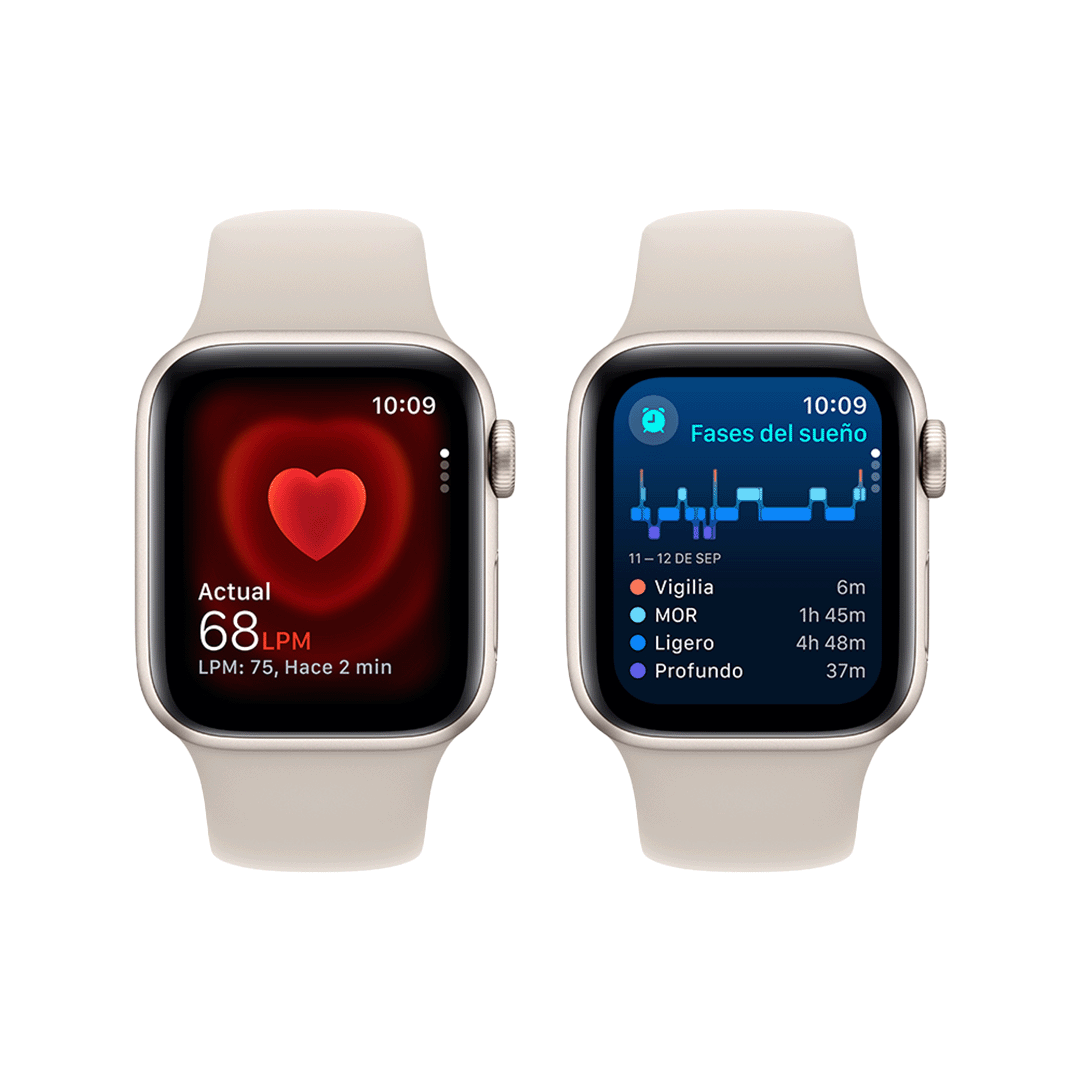 Apple Watch SE GPS 40mm - Caja de Aluminio Blanco Estrella con Banda Deportiva Blanco Estrella - M/L