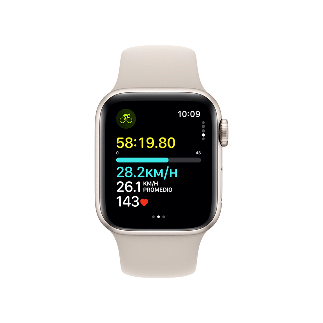 Apple Watch SE GPS 40mm - Caja de Aluminio Blanco Estrella con Banda Deportiva Blanco Estrella - M/L