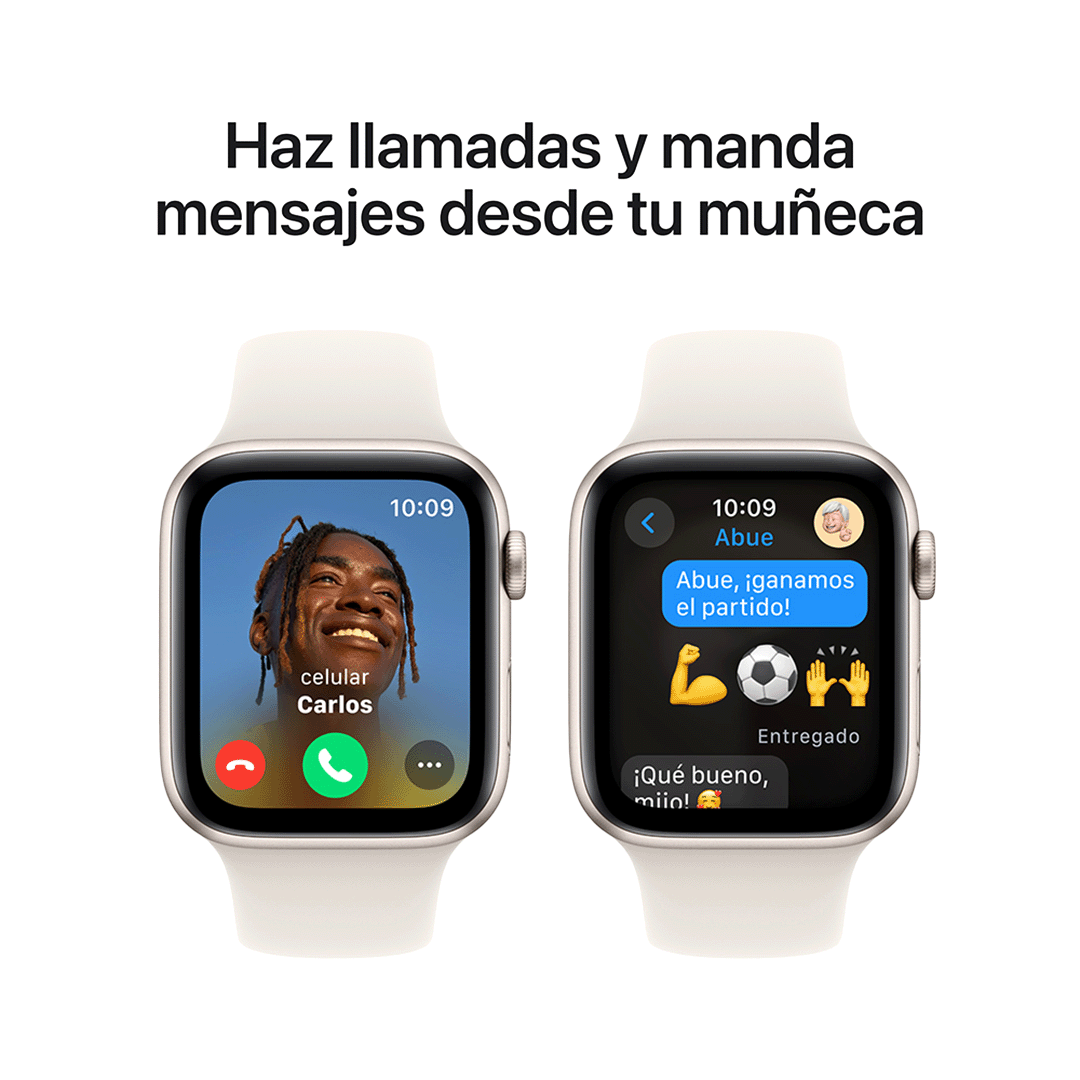 Apple Watch SE GPS 44mm - Caja de Aluminio Blanco Estrella con Banda Deportiva Blanco Estrella - M/L