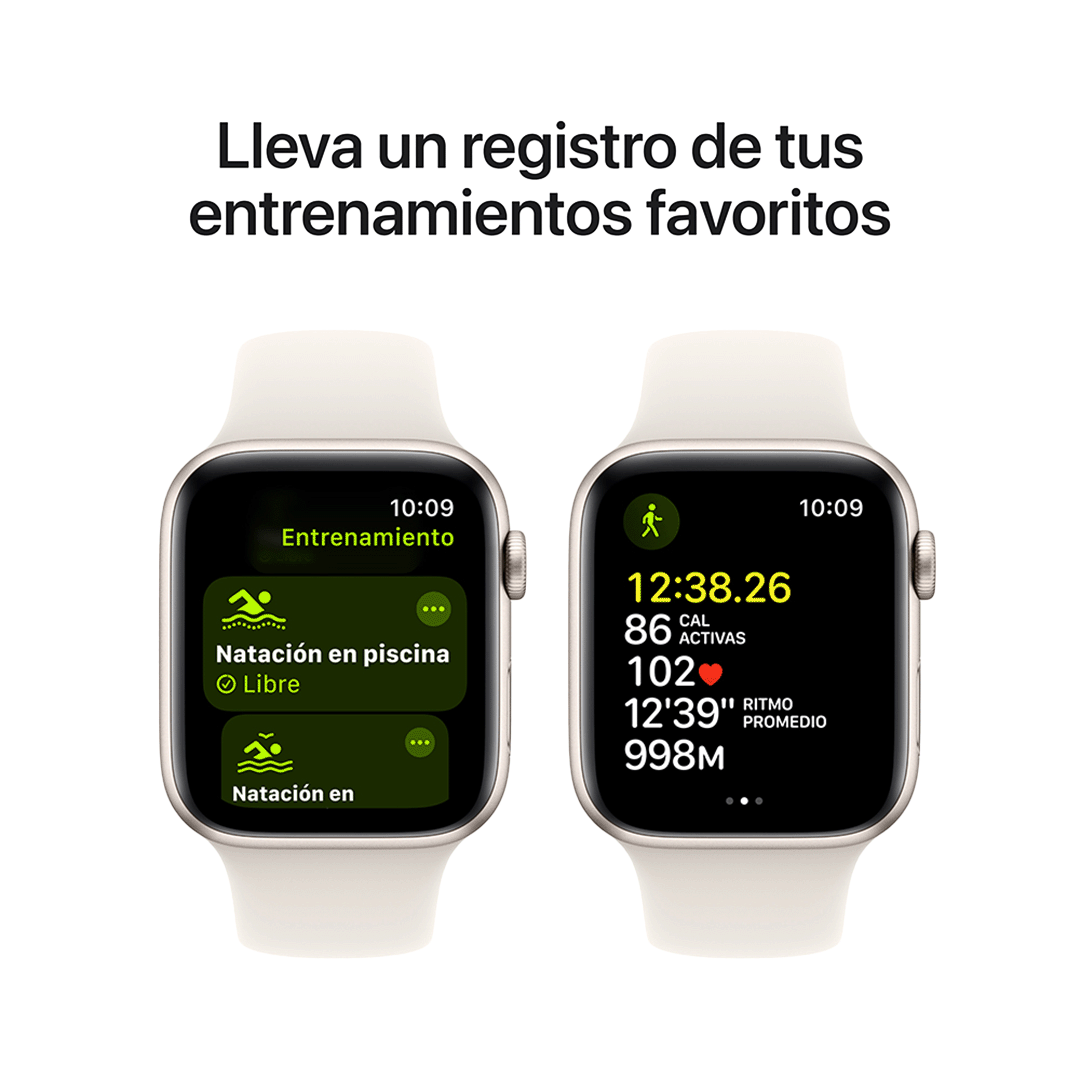 Apple Watch SE GPS 44mm - Caja de Aluminio Blanco Estrella con Banda Deportiva Blanco Estrella - M/L
