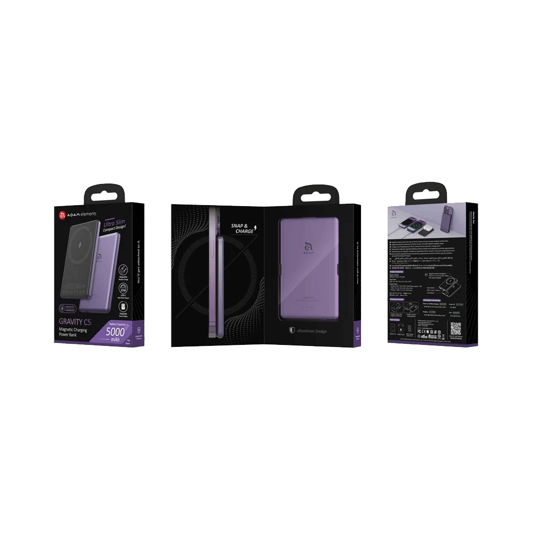 Adam Elements GRAVITY C5 Banco de Carga inalámbrico magnético 5000mAh - Violeta