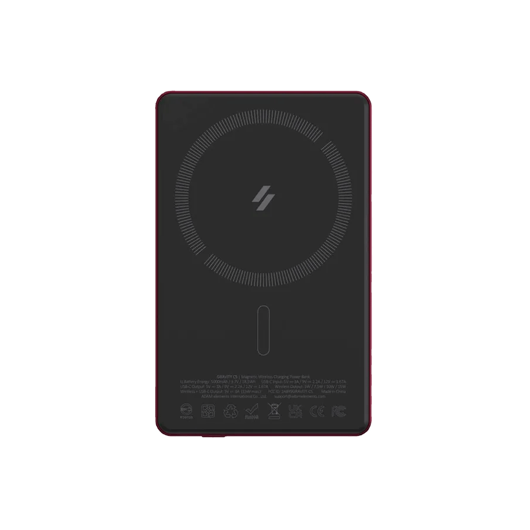 Adam Elements GRAVITY C5 Banco de Carga inalámbrico magnético 5000mAh - Rojo