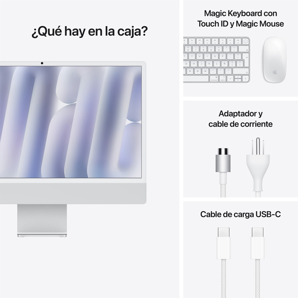 iMac 24" M4 - 10 CPU, 10 GPU, 24 GB, 512 GB - Plata