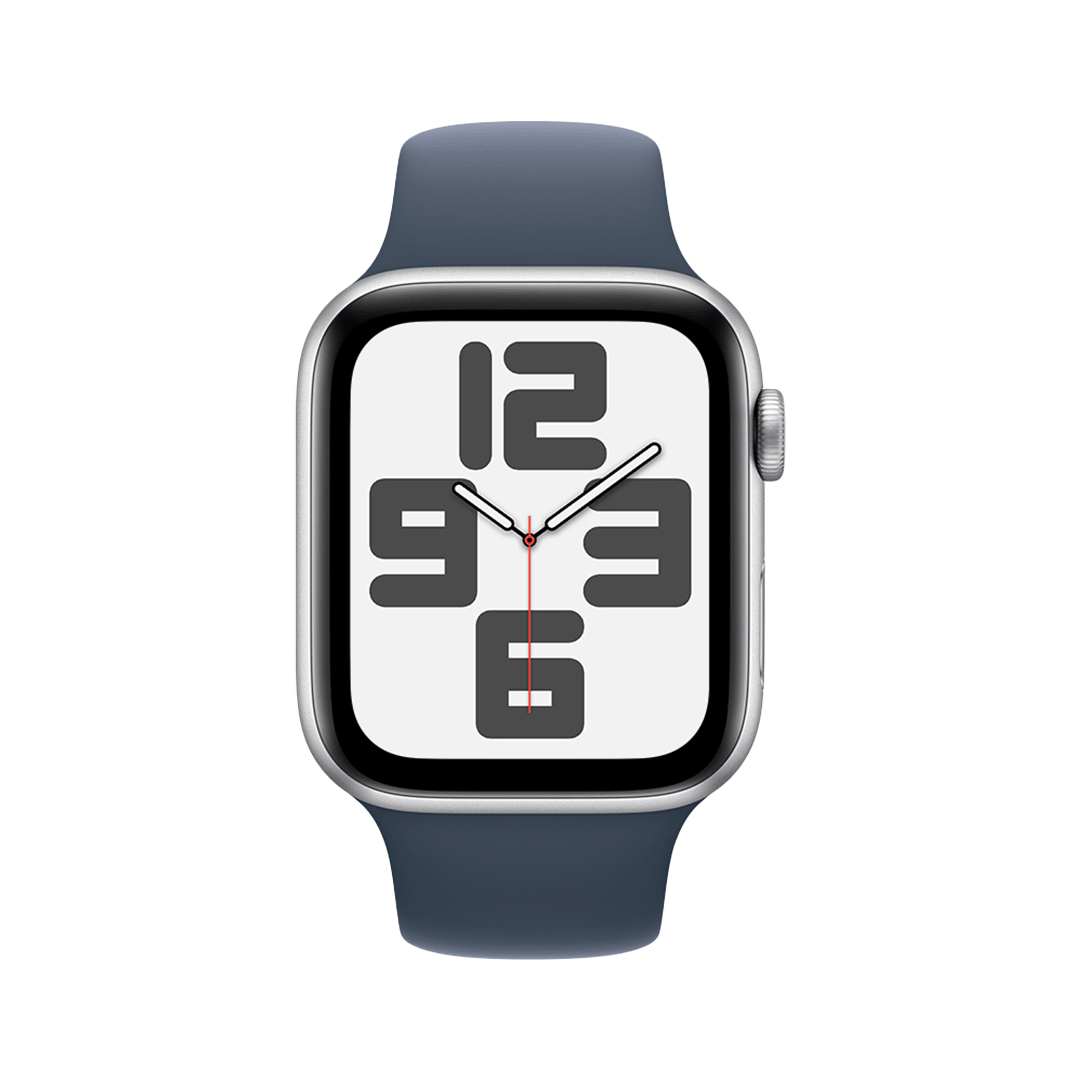 Apple Watch SE GPS 44mm Silver Aluminium Case with Denim Sport Band - M/L