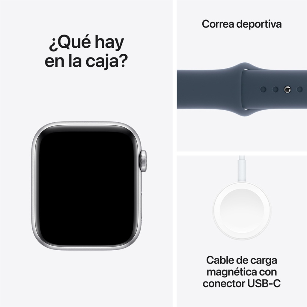 Apple Watch SE GPS 44mm Silver Aluminium Case with Denim Sport Band - M/L