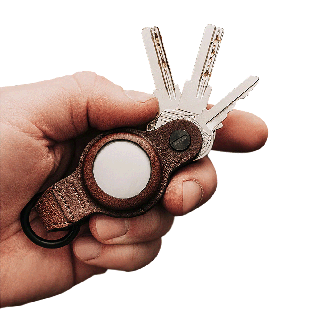 KeySmart Air Genuine Lavero de Cuero para AirTag - Marron Rustico