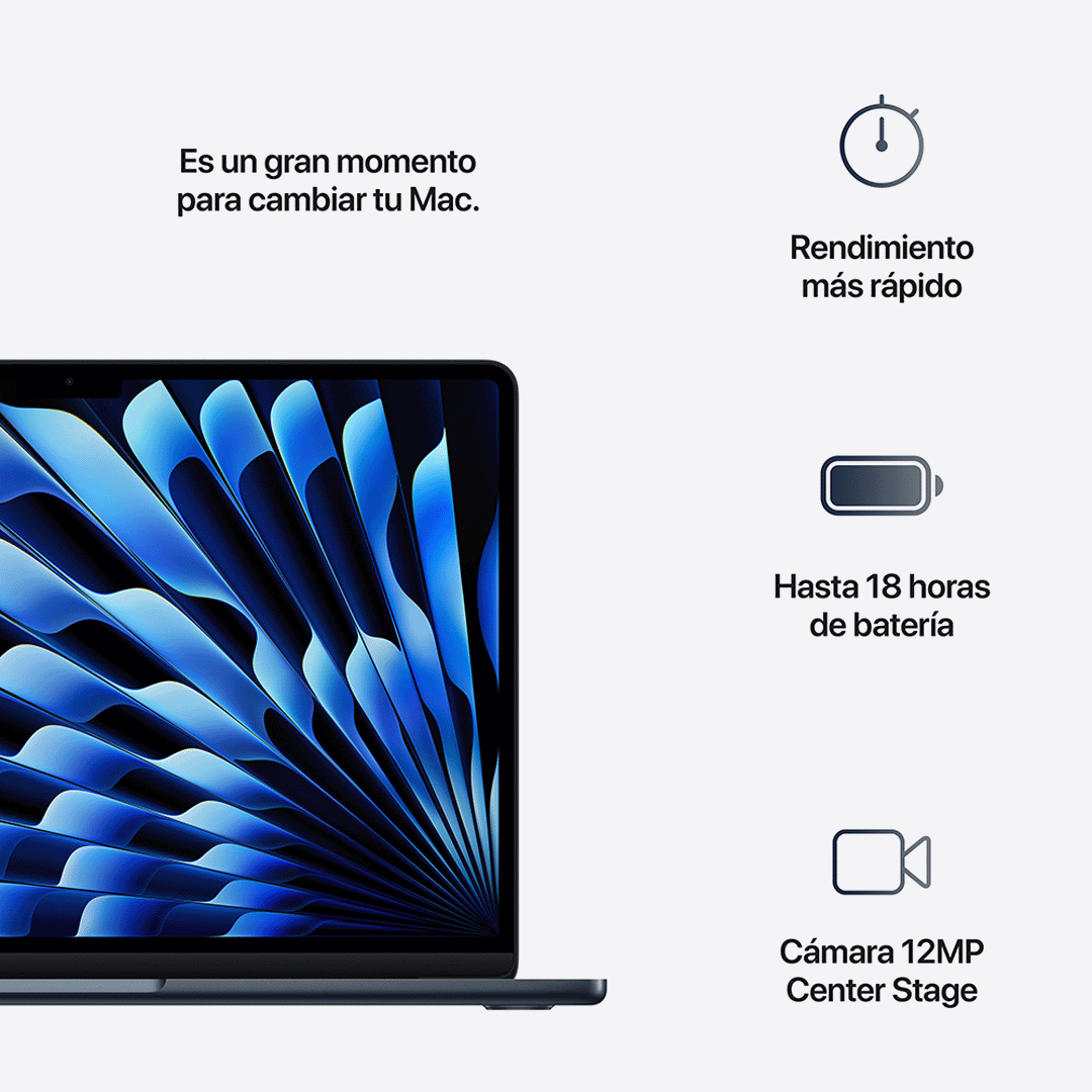 MacBook Air 13" M4 - 10 CPU, 8 GPU, 16 GB, 256 GB - Medianoche