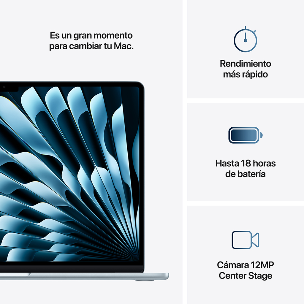 MacBook Air 15" M4 - 10 CPU, 10 GPU, 16 GB RAM de 256 GB - Azul Cielo
