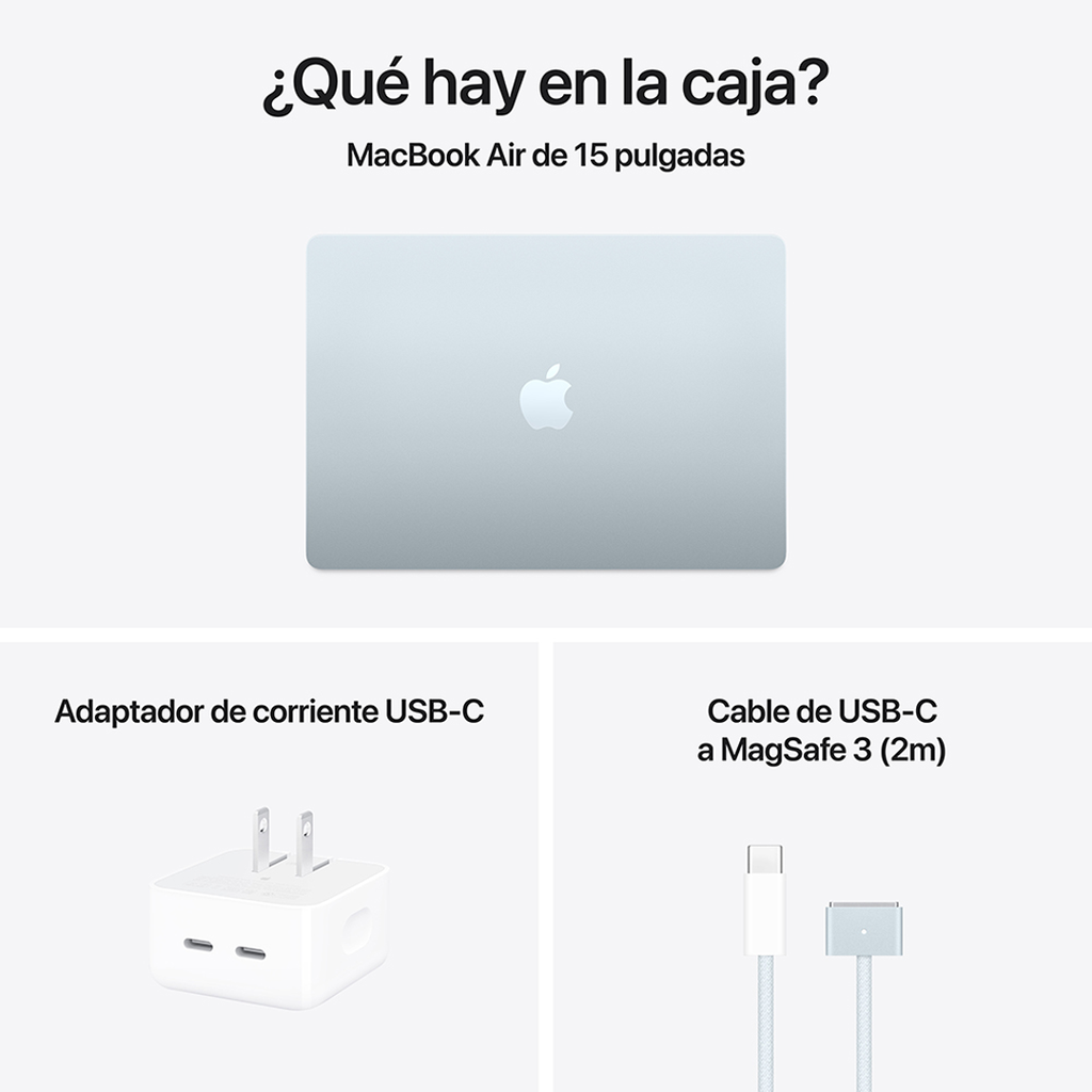 MacBook Air 15" M4 - 10 CPU, 10 GPU, 16 GB RAM de 256 GB - Azul Cielo