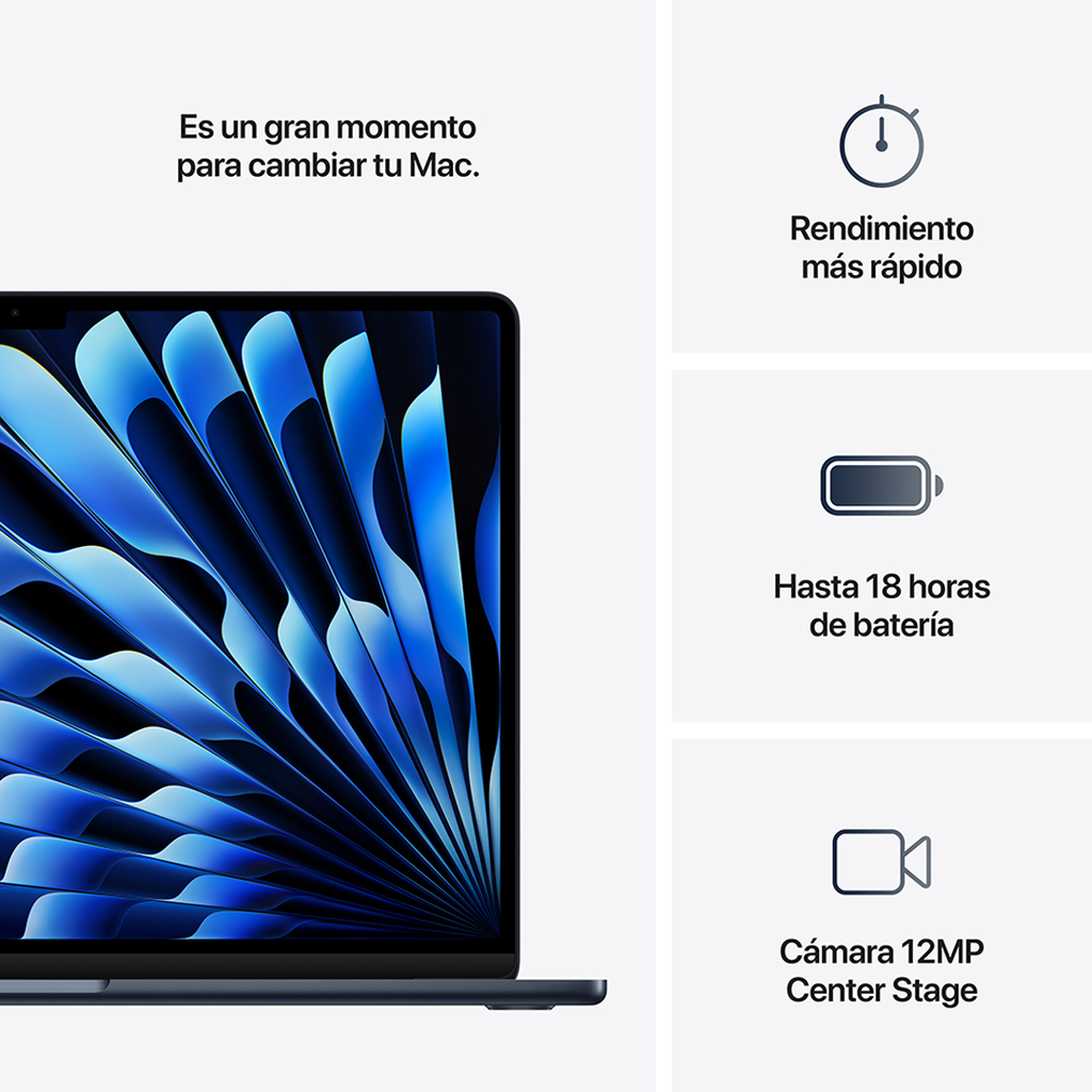 MacBook Air 15" M4 - 10 CPU, 10 GPU, 16 GB, 256 GB - Medianoche