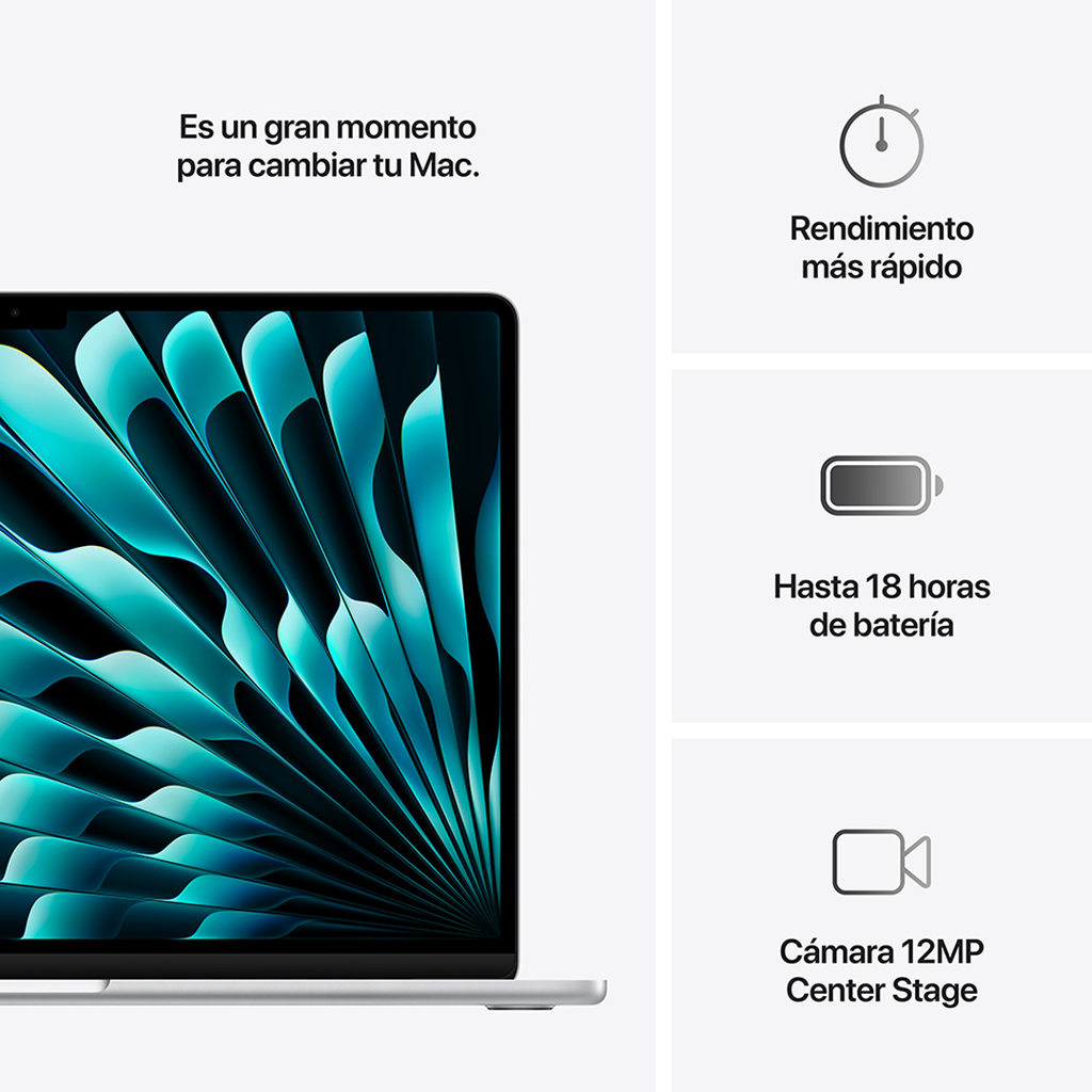 MacBook Air 15" M4 - 10 CPU, 10 GPU, 16 GB, 512 GB - Plata
