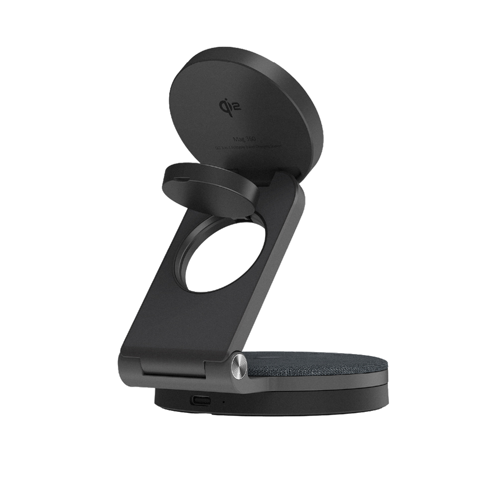 Base de carga magnética plegable 3-en-1 Mag 360 de 15 W de Adam Elements - Gris espacial
