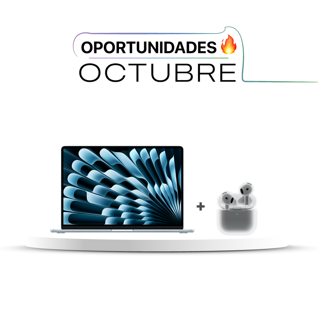 [MC7A4LE/A] MacBook Air 15" M4 - 10 CPU, 10 GPU, 16 GB, 256 GB - Azul Cielo + Airpods 4 USB-C
