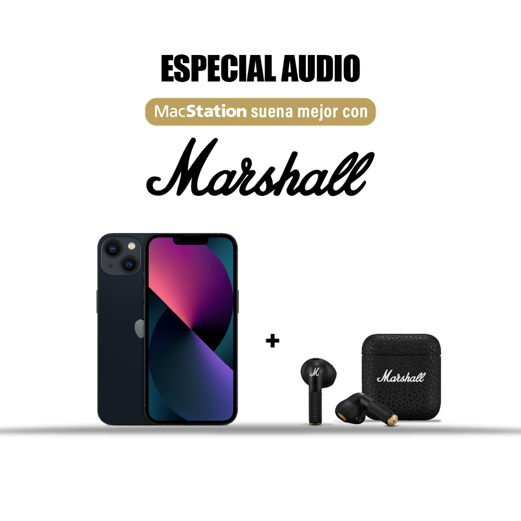 iPhone 13 Medianoche + [1006653] Marshall Minor IV Auriculares inalámbricos  In Ear - Negro