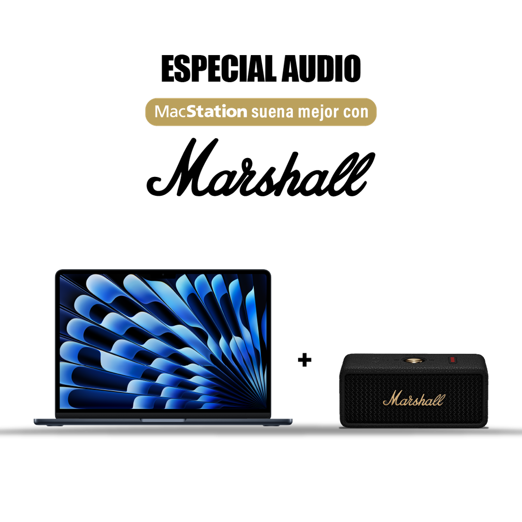 MacBook Air 13" M4 256GB Medianoche+ [1006884] Marshall Emberton III Parlante Bluetooth - Negro y Brasa
