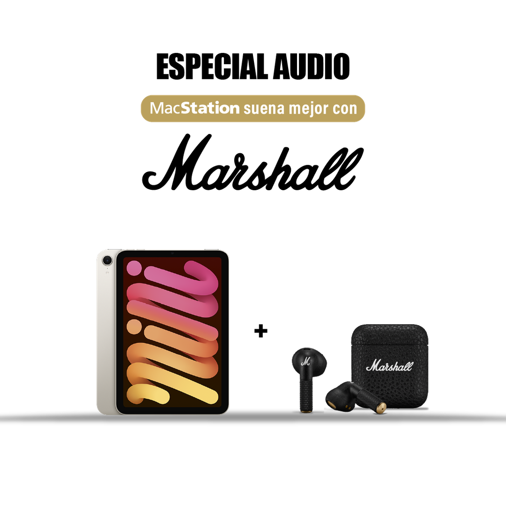(MXN83LE/A) iPad Mini WiFi 128GB | Blanco Estelar + (1006653) Marshall Minor IV Auriculares inalámbricos  In Ear - Negro
