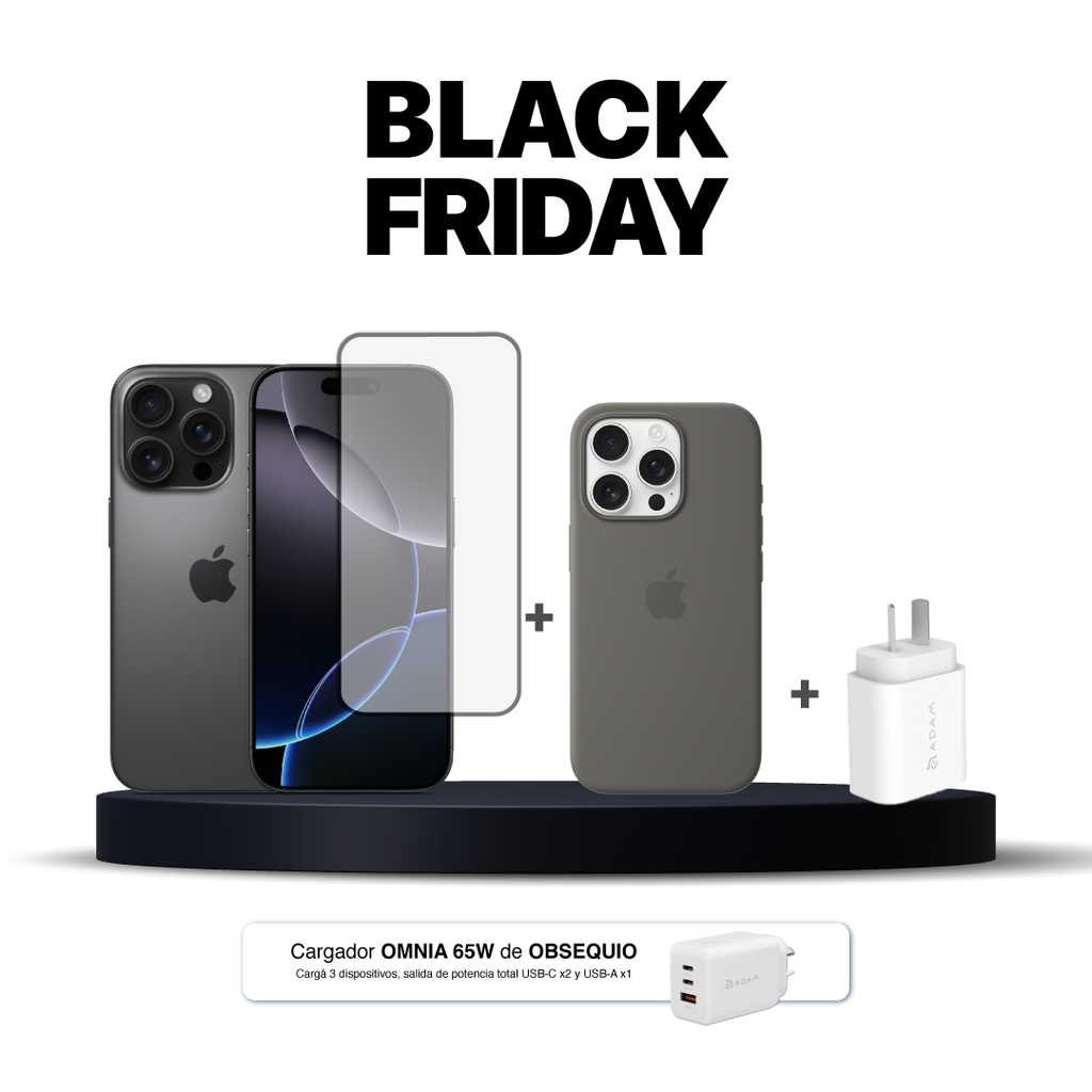 [MYX03BE/A] iPhone 16 Pro Max 512GB con funda, vidrio y cargador Adam 20W + Cargador Adam Elements X65