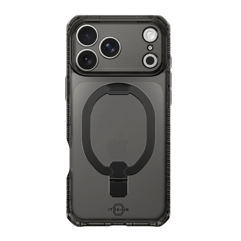 Funda Hybrid R Vapor Stand de ItSkins con MagSafe para iPhone 17 Pro Max - Negro Humo